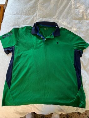 Polo by Ralph Lauren Green and Navy Short Sleeve Sport Polo size large